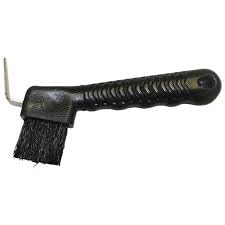 MPMH Ergonomic Horse Hoof Pick Brush with Heavy-Duty Rust-Resistant Steel Pick and Durable Nylon Bristles – Ideal for Hoof Care, Easy to Clean (Black) - color: Black