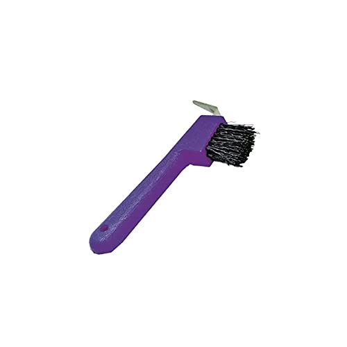New The Epic Animal Hoof Pick with Brush Plastic/Metal Pick 7" Purple