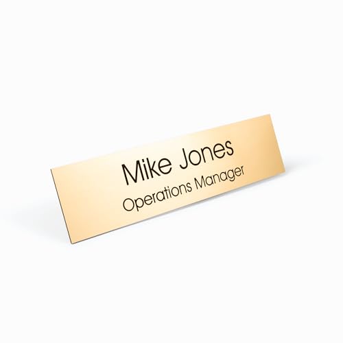 Providence Engraving Custom Engraved Name Plate with Aluminum Holder | Acrylic Name Plate for Desks & Walls, 2 Lines of Text, 12 Colors, 9 Fonts, 6 Holder Styles, 2" x 10" - size: 2" x 10"