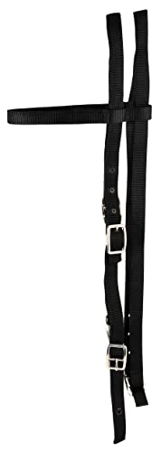 Jeffers Equine Western Browband Horse Headstall with Die Cast Hardware, 2 Ply, ¾Wide Nylon Equestrian Tack for Riding, Training, Trail, Cowboy, Travel, Easy Storage, Horse Riding Essentials - Black