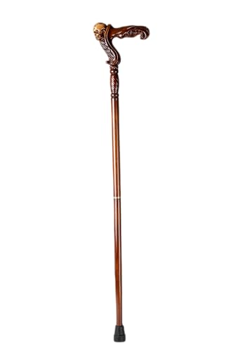 Hand Carved Wooden Walking Cane with Ergonomic Handle and Rubber Tip for Men and Women - Fashionable Unique Walking Stick for Seniors - 37 inch - style: Skull