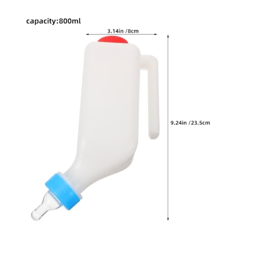 SHINEOFI 2pcs Hanging Lamb Goat Feeding Bottle 800ml with 5 Nipples | Durable plastic nursing feeder for sheep, puppies, kittens. Reusable livestock milk bottle with soft silicone teats