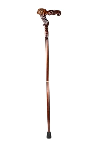 Hand Carved Wooden Walking Cane with Ergonomic Handle and Rubber Tip for Men and Women - Fashionable Unique Walking Stick for Seniors - 37 inch - style: Lion