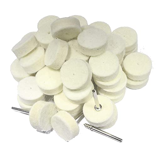 50 Pcs 25mm Wool Felt Polishing Kits Quickly Changed Wool Buffing Wheel with 1/8'' Shank for Rotary Tools - style: 50Pcs 25mm wool polishing wheel