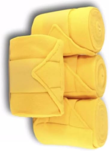Fleece Horse Polo Wraps Set of 4 Bandages 4" Width, 3 Meters Length (Yellow)