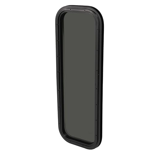 HECASA Fixed 12" W x 35" H RV Window Compatible with Universal RV Parts Tinted Glass Full Window Replacement w/Trim Ring Powder Coated - size: 12" W x 35" H