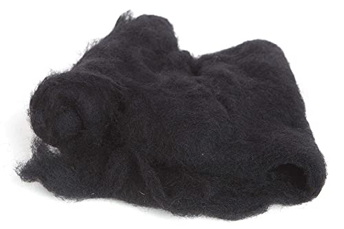 Maori Wool Carded Batting for Needle Felting, 3.5 oz, Ebony Black - color: Ebony