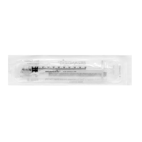 BRANDZIG 1mL Luer Lock Syringe (No Needle) – Sterile, Individually Wrapped – 100 Pack (100 Count) – for Professional & Personal Use