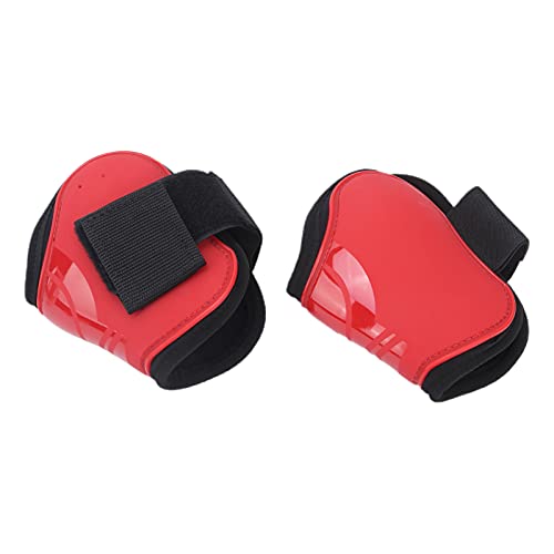 Horse Tendon Boots for Riding and Jumping, PU Shell Protectors with Elastic Neoprene, Nylon Fastener, Red Front and Hind Boots to Prevent Leg Injuries - size: A pair of hind legs