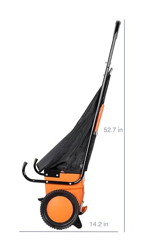26-Inch Push Lawn Sweeper, 7 Cu.Ft. Hopper Capacity, 2 Spiral Spinning Brushes, Adjustable Height, Dustproof Walk-Behind Yard Sweeper for Leaves, Grass Clippings & Debris