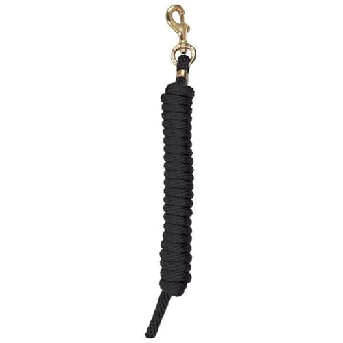 Reinsman Deluxe All-Around Lead Rope for Horse with 10" Heavy-Duty Bolt Snap and Clamp | Stain and UV Resistant | Brass Hardware | Polypropylene Blend for Flexibility and Durability, Black - color: Black
