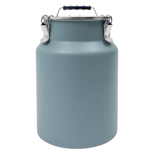 DYNAMI 3.2Gal Stainless Steel Airtight Canister,Large Metal Food Storage Container,Stainless Steel Bucket Milk Can Milk Jug With Lid&Handle, for Kitchen Rice Flour Coffee Bean (Blue) - color: Blue