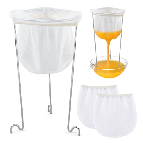 Jelly Strainer Stand, 3 Reusable Bags, Stainless Steel Sieve for Nut Milk