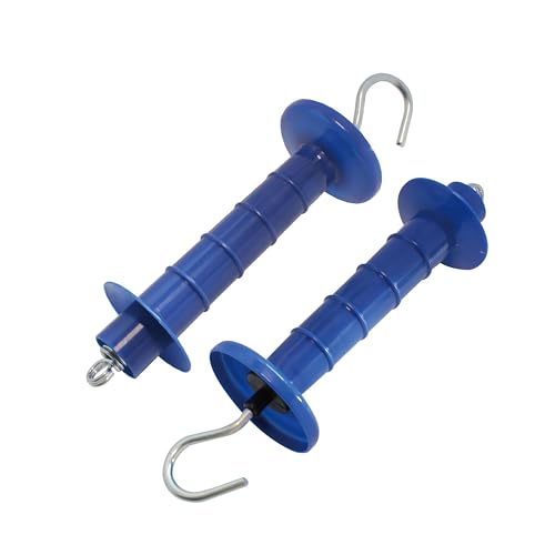 15 Pack Electric Fence Insulated Plastic gate Handle with Internal Spring and Double Ring end, Blue,for Electric Fence Gate Livestock Fence Agricultural Fencing and Pasture - style: PK15,Plastic Insulators,Blue