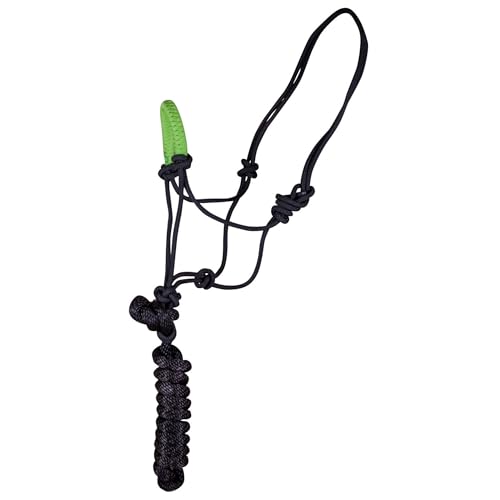 Jeffers Equine Solid Nose Poly Rope Halter with 7' Lead, Lime Green – Durable 3/8" Braided Rope for Horses, Accessories, Adjustable Fit for Horses or Pony, Best for Training - Equestrian Tack