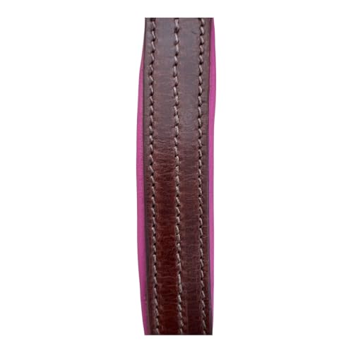 Leaders Premium Padded Leather Horse Halter - Exclusive Pre-Oiled Aniline Leather with Lacquered Solid Brass Hardware & Machined Structural Rings - size: Brown Horse Size/Pink Padding with Nameplate