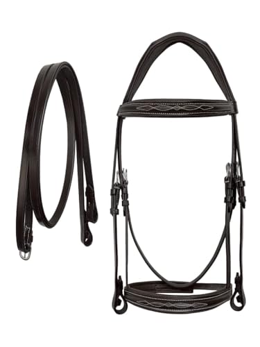 CHALLENGER English All-Purpose Trail Leather Padded Bridle w/Reins 803AX12 - size: Cob