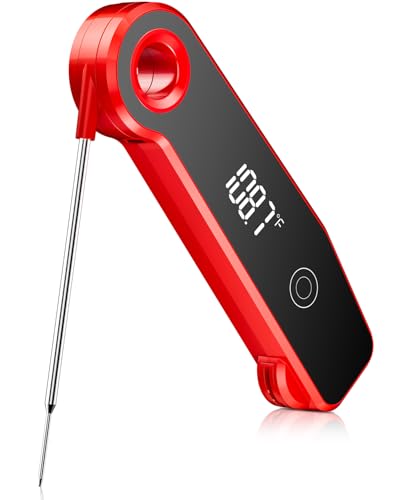 Professional Meat Thermometer Digital, 0.5 Second Instant Read Food Thermometer with ±0.5°F Accuracy, IP67 Waterproof Kitchen Thermometer, 180° Auto-Rotating Display for Cooking, BBQ, Grill, Smoker