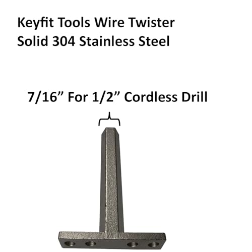Keyfit Tools Wire Twister Fence Wire Twisting Tool Drill Power Installation Chain Link Wire Rebar Tie Up To 3/16" 7 gauge Wire ~Professional Grade 416 Heat Treated Heavy Duty Stainless Steel
