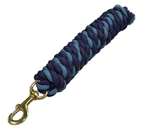 Derby Originals Pair of 2 10' Braided Cotton Lead Ropes with Brass Bolt Snap for Horses and Livestock - color: Blue/Light Blue