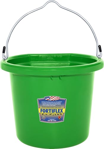 Fortiflex Flat Back Feed Bucket for Dogs/Cats and Small Animals, 20-Quart, Mango Green