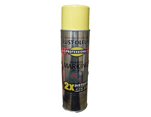 Rust-Oleum Professional 2X Inverted Marking Yellow Spray Paint | Utility Marking, Construction Layout, Survey Marking, High Visibility Color, 2X Distance Coverage, 15 oz - color: High Visibility Yellow, size: 15 Ounce (Pack of 1), style: 2X Distance