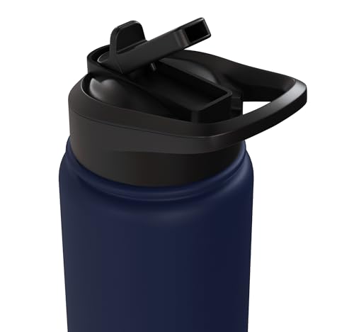 Easily Distracted by Goats Cute Coat Pygmy Goat Farmer Stainless Steel Insulated Water Bottle - color: Navy Blue