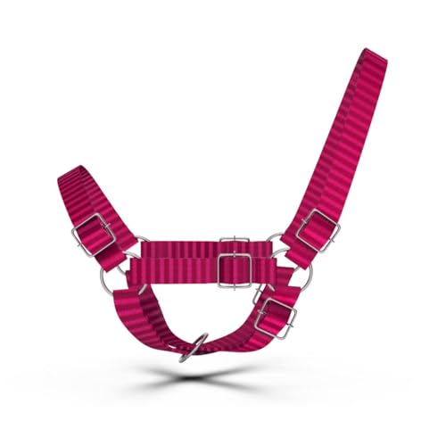 HADZAM Adjustable Nylon Cow Halter | Calf Halter one Halter for (1 Year to Full Size) Easy Adjustable Straps elimates the Need of Ill-Fitting Cattle Halter - color: PINK