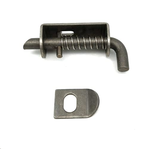 WANLIAN 2 Pcs Stainless Steel Mini Spring Loaded Latch Pin - 5 Inch 304 Metal Barrel Bolt Latch, Reinforced Industrial Welded Spring Lock for Pet Cage, Door Shed Gate, Tailgate Trailer Garage - color: Black 2pcs