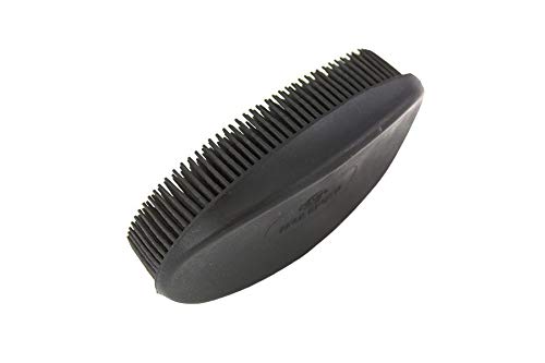 Grewal Equestrian Oval Face Grooming & Bathing Curry Brush for Horses, Dogs, Cats, & Other Pets - Very Soft Bristles (Black) - color: Black