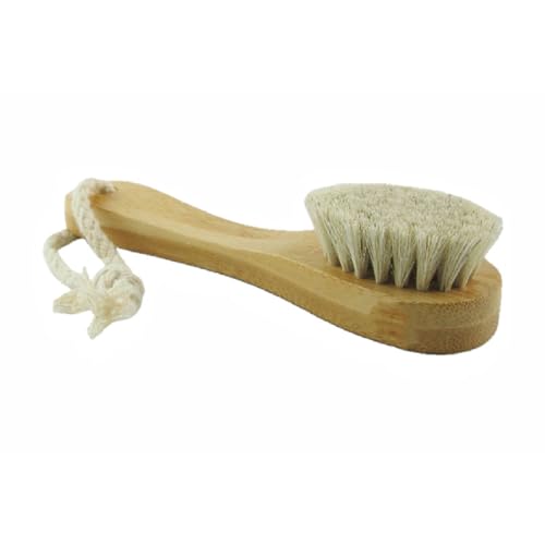 2 Pack 6" Bamboo Handle Dry Facial Cleansing Brush with Natural Soft Horsehair Bristles, Face Brush Cleanser Skin Care Exfoliating Brush Scrubber.