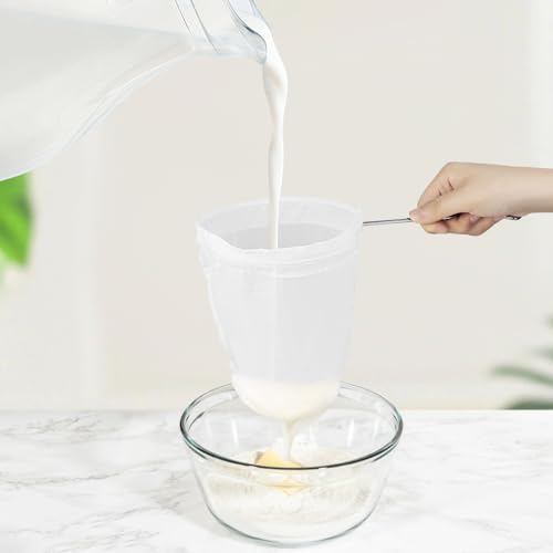 Small Ultra Fine Mesh Strainer Bags, Reusable with Stainless Steel Handle - color: Small