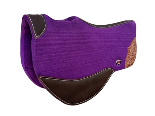 Horse 32"x32" Western Contoured Wool Felt Cotton Bareback Saddle Pad 39259 - color: Purple