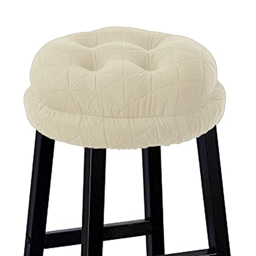 BUYUE Round Bar Stool Seat Cushion, Dia.13 Luxury Fashion Jacquard with Anti-Skid Silicone Bar Stool Cushion Padded (Beige, M,1 Count) - color: Beige, style: Round M