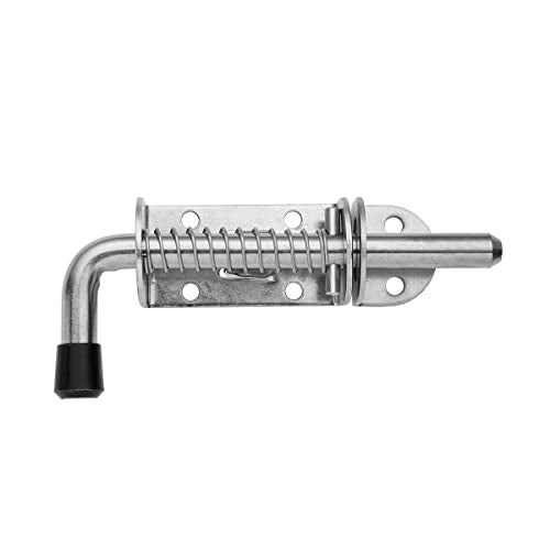 JQK Spring Loaded Latch Pin, 304 Stainless Steel Barrel Bolt Thickened 2mm Door Lock, 5 Inch Brushed Finished(2 Pack), HSB300-P2 - color: Brushed, size: 5Inch - 2Pack