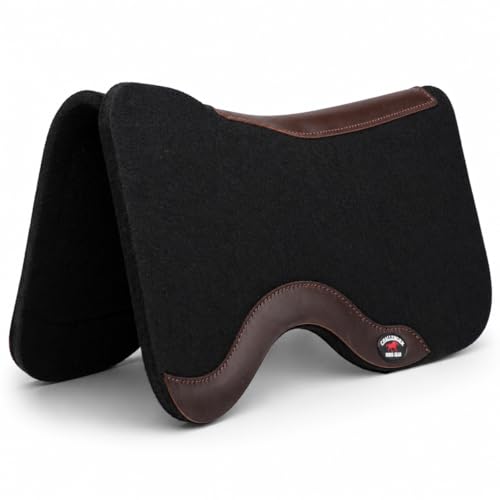 Horse SADDLE PAD Western Contoured Wool Felt Moisture Wicking Black 39RT16 - color: Black/Brown