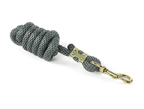 Shires Topaz Horse Lead Rope - 8-Foot Heavy-Duty Nylon Training Lead for Secure Handling Grey - color: Grey