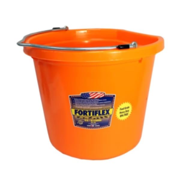 F.o.r.t.i.f.l.e.x. Flat Back Feed Bucket for Dogs/Cats and Small Animals, 8-Quart (Tangerine Orange) - color: Tangerine Orange