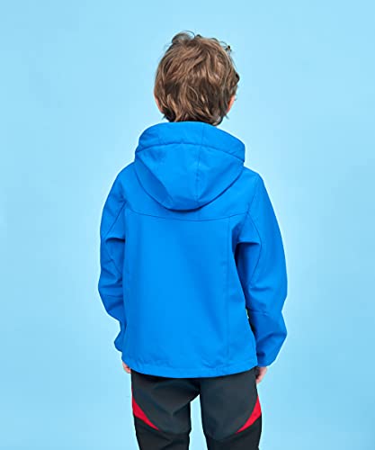 M2C Boys Girls Hooded Windbreaker Fleece Lined Softshell Jacket - color: Blue, size: 7-8 Years