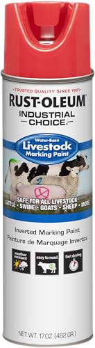 Rust-Oleum 383005 Livestock Marking Spray Paint, 17 oz, Fluorescent Red