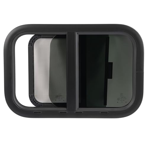 HECASA 21"W x 14"H RV Window w/Trim Ring & Mesh Screen Teardrop Tinted - size: 21" W x 14" H