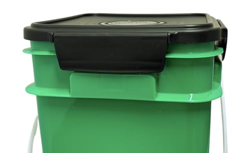 House Naturals 4 Gallon Square Food Grade Plastic Bucket with Lid, Made in USA (Pack of 2) BPA Free (Green) - color: Green