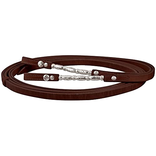 Schneiders Double S Split Show Reins for Horses | Western Discipline | Weighted Leather Reins | Silver-Plated Bit Connection | Elegant and Durable