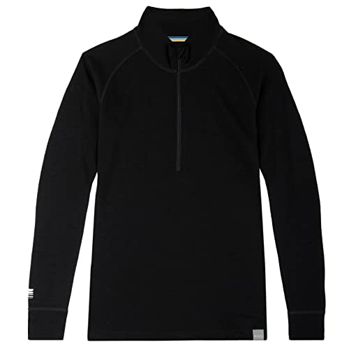 MERIWOOL Womens Base Layer 100% Merino Wool Midweight 250g Half Zip Sweater for Women - color: Black, size: Large