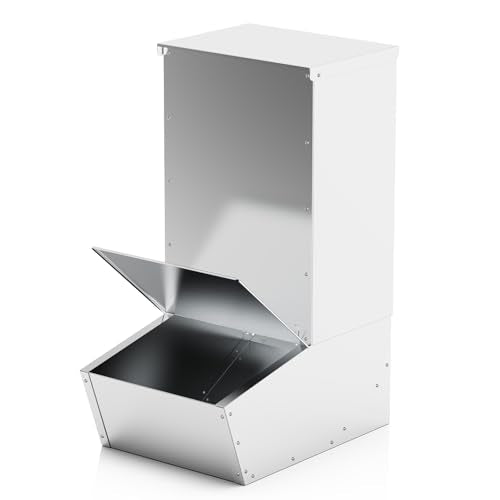 Hog Feeder Silver, 2.5 Bushels Capacity - color: Silver, size: Single Door