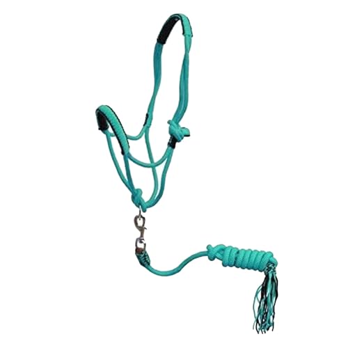 Showman Pony Braided Nylon Cowboy Knot Rope Halter w/Lead - color: Teal