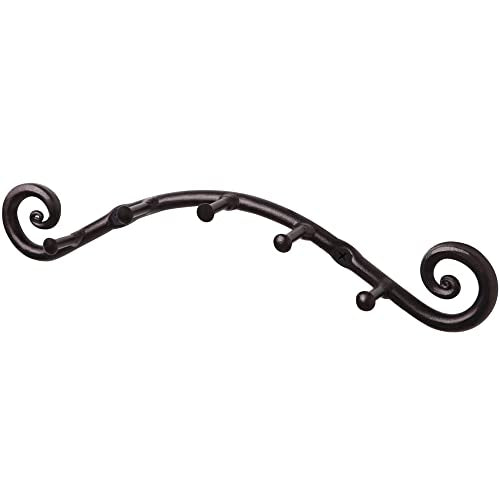 RTZEN Farmhouse Small Key Holder for Wall, Wrought Iron Wall Mount Rack - style: Swirly