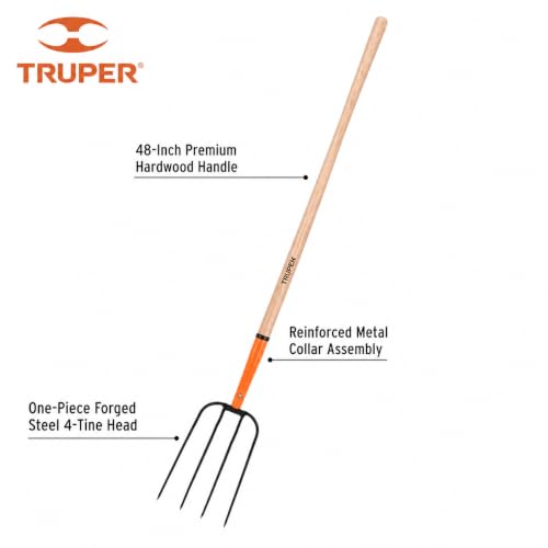 Truper 4-Tine Forged Steel Pitchfork 8 1/2" (Model 11003 / BPJ-4)