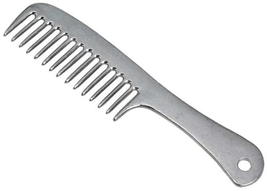 MPMH Premium Aluminum Horse Mane and Tail Comb, 9 Inches, Professional Metal Grooming Tool, Silver