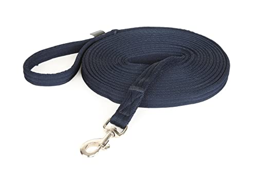 Shires Soft Feel Lunge Line - 26ft (8m) - Black Tubular Nylon with Swivel Trigger Clip Navy - color: Navy